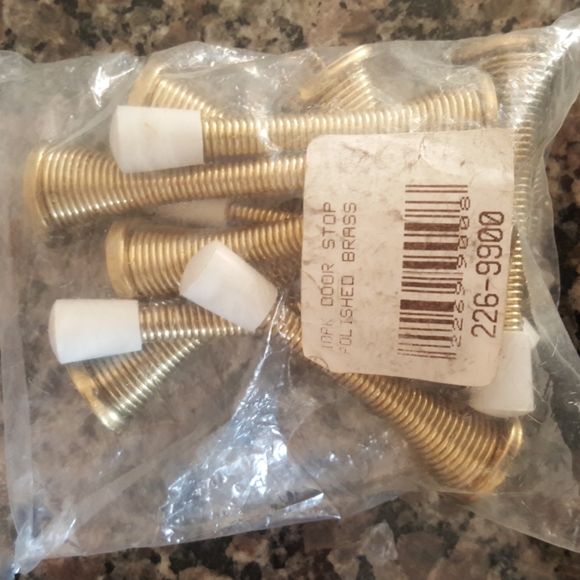 10 pack door stop polished brass new in package with plastic protective end - Picture 2 of 4